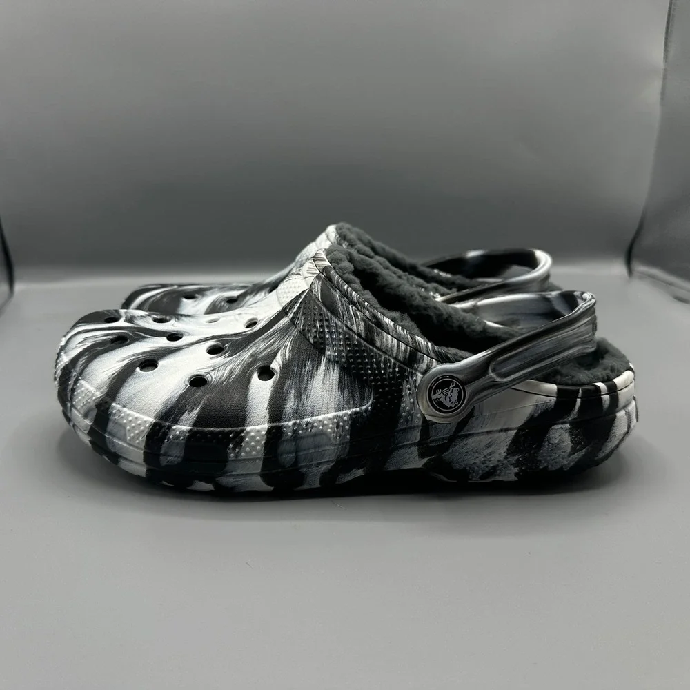 Crocs Classic Lined Clog Black White Marble Tie Dye Mens 8 Womens 10 206630